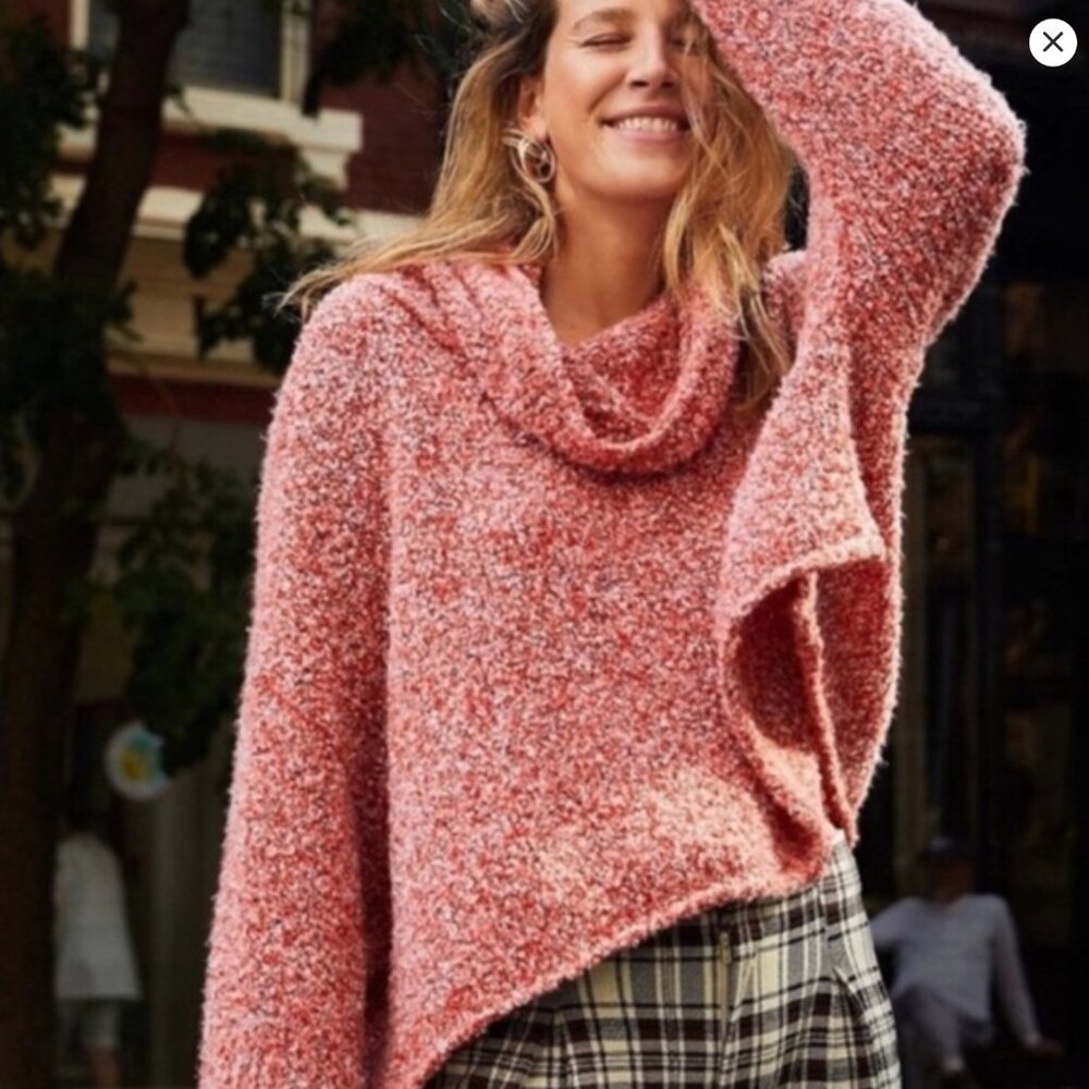 Free People BFF Cowl Neck Knit Sweater Size L